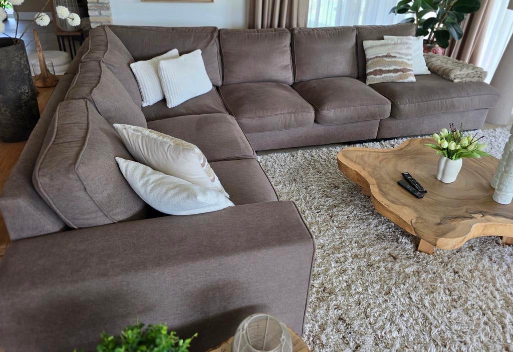 Urban Sofa hoekbank met hocker, bruin, Ophalen, Gebruikt