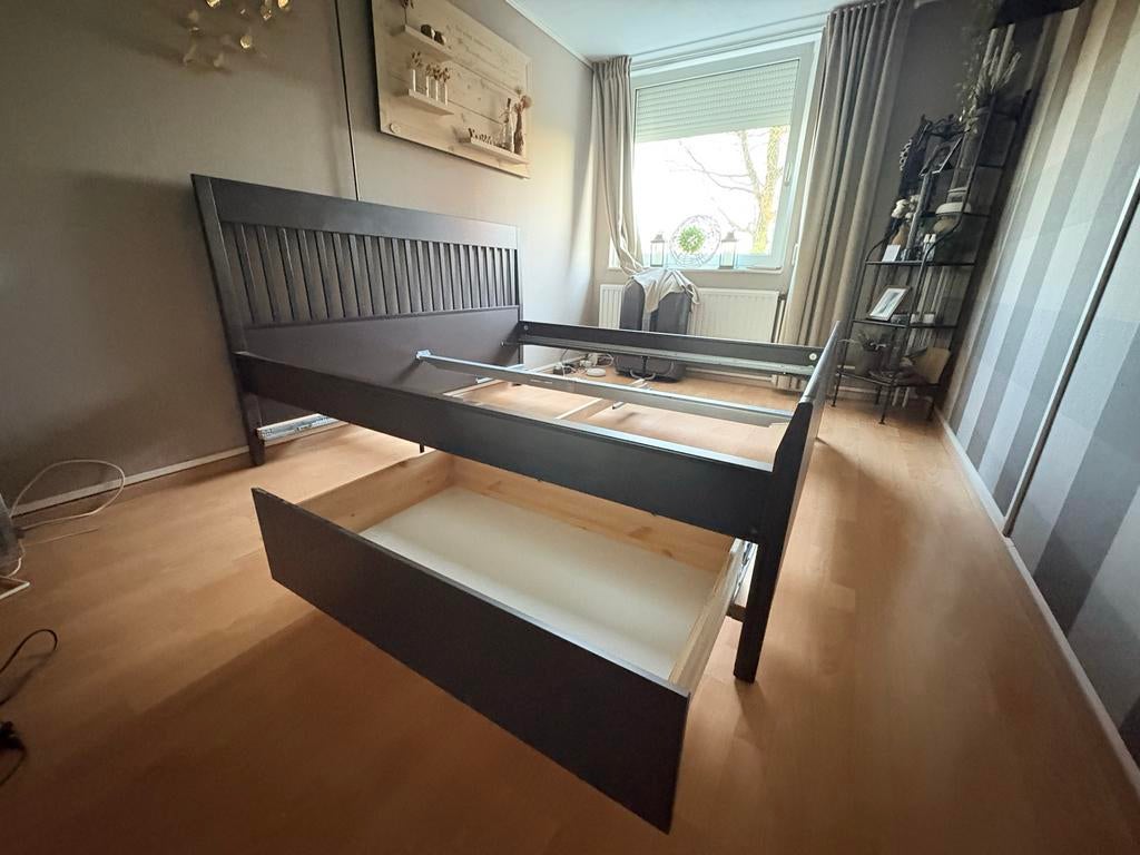 Bed Idanäs - donkerbruin 180x200, Ophalen, Gebruikt, Bruin, Tweepersoons