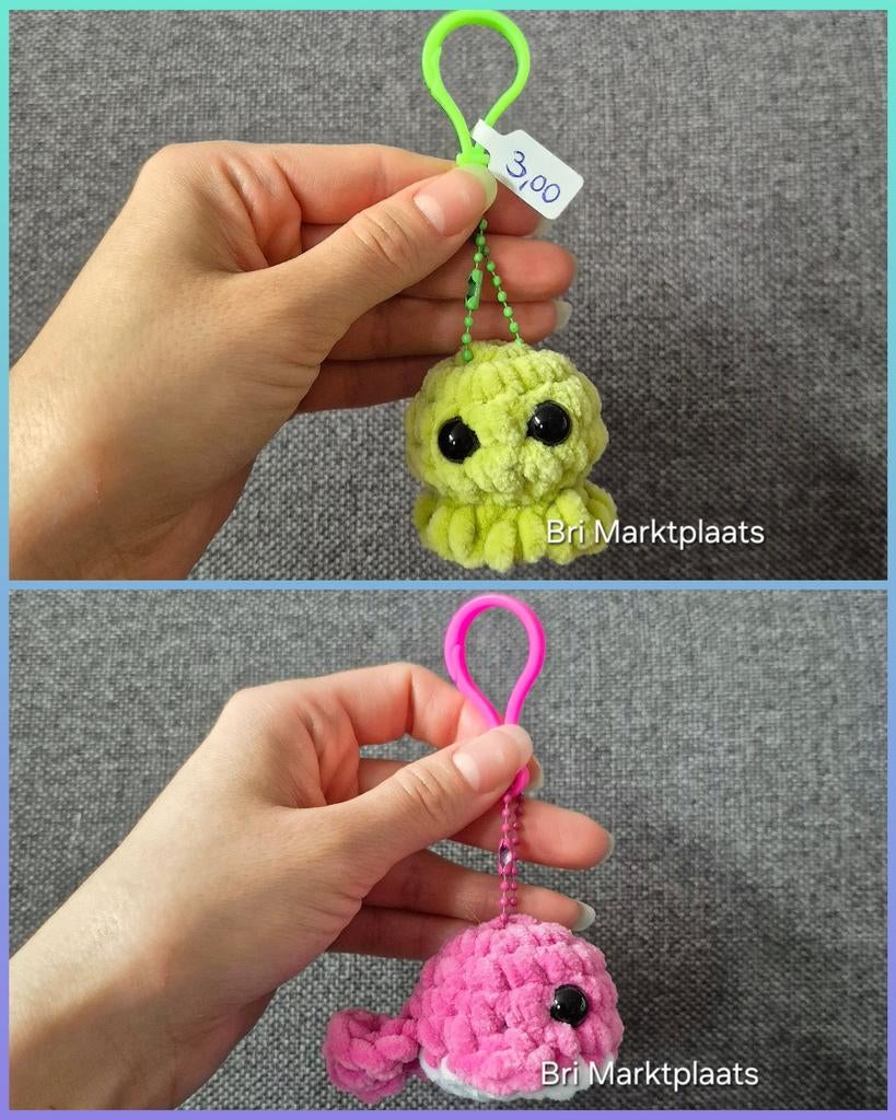 Gehaakte octopus of walvis vanaf €3, tashanger/sleutelhanger, Ophalen of Verzenden, Nieuw, Haken