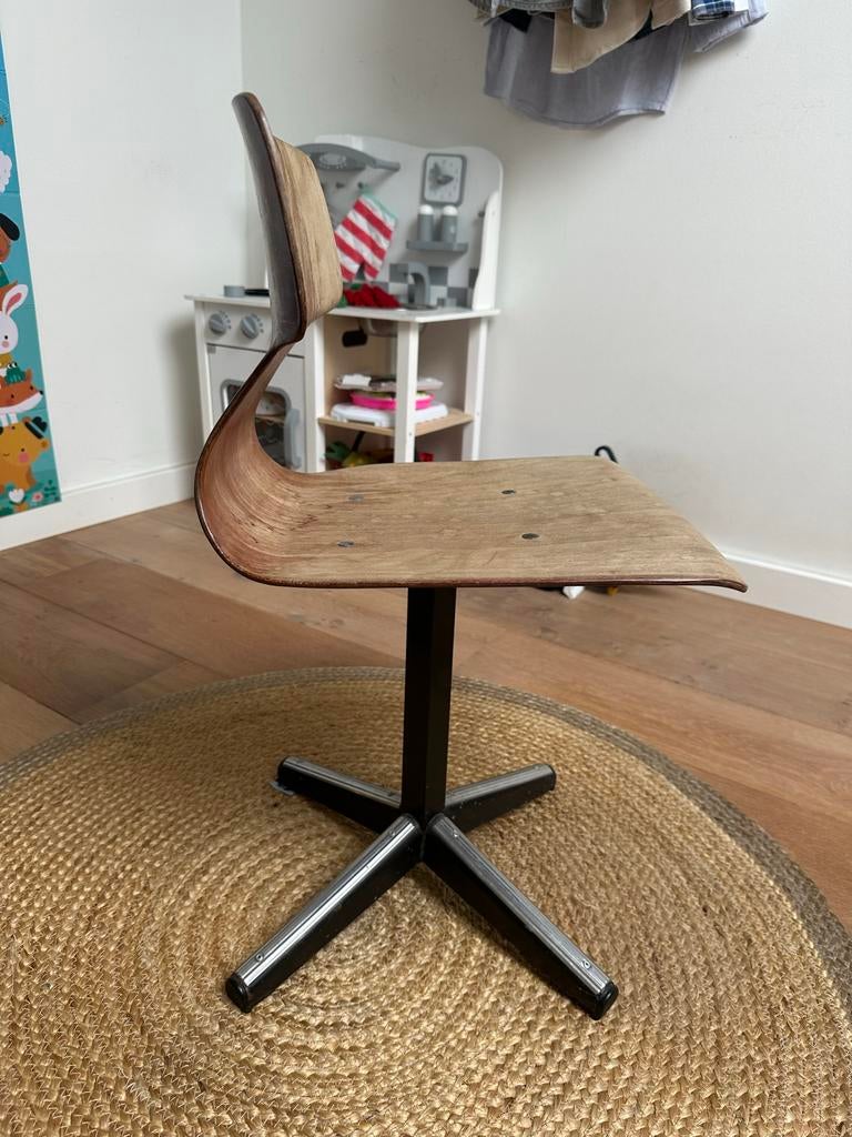 Vintage Houten Schoolstoeltje Kind, Ophalen, Gebruikt, Bruin, Bureaustoel