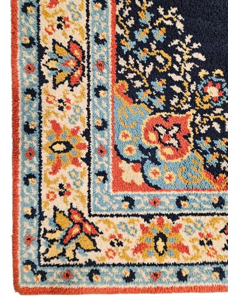 Vintage oosters handmade Smyrna tapijt medallion 200x301cm, Crème, 150 tot 200 cm, 200 cm of meer, Ophalen of Verzenden