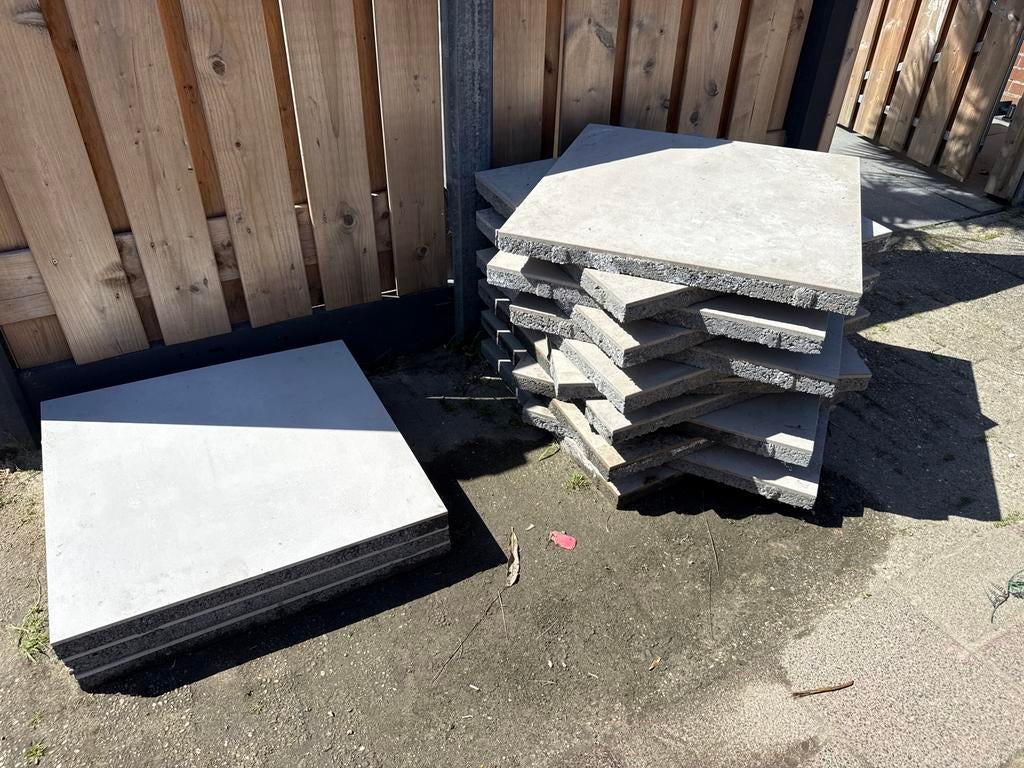 MBI Geoceramica 60x60x4 keramische tegels (grijs/beige & bei, Tuin en Terras, Tegels en Klinkers, Ophalen, Gebruikt, Keramiek