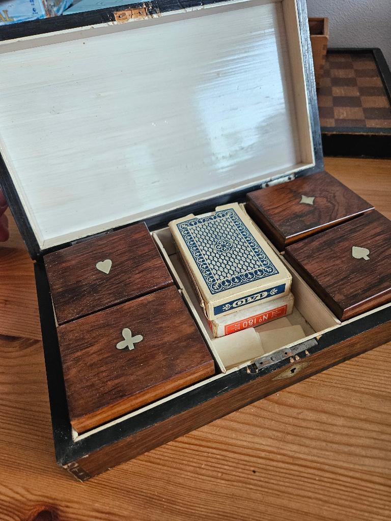 Vintage kaarten poker set, Vijf spelers of meer, Ophalen of Verzenden, Gebruikt