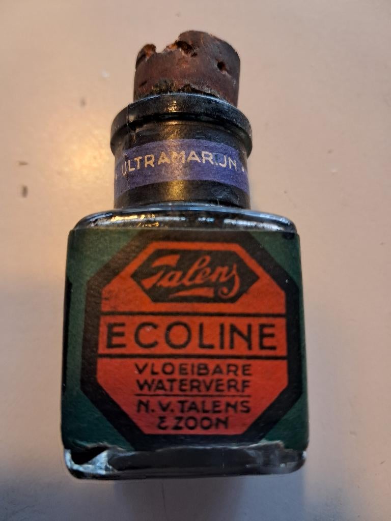 oud flesjeTalens-ecoline,ultramarijn, Ophalen of Verzenden