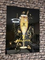 Glazen wanddecoratie Louis Vuitton champagneglas 80x60cm, Ophalen, Schilderij, Meerkleurig, Nieuw