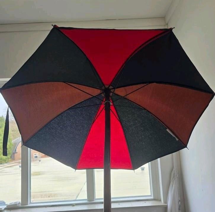 Vintage parasol la canapluis rood blauw bruin groen, Tuin en Terras, Ophalen, Nvt, Nvt, Nvt