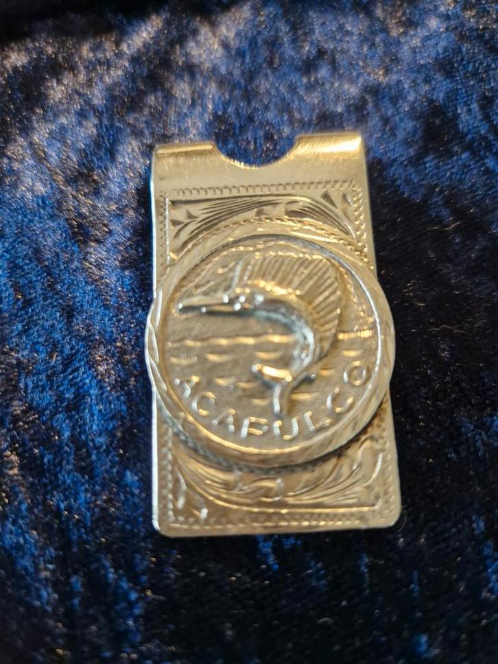Vintage Sterling Zilveren Money Clip - Acapulco Zeilvis, Sieraden, Tassen en Uiterlijk, Manchetknopen, Gebruikt, Zilver, Ophalen of Verzenden
