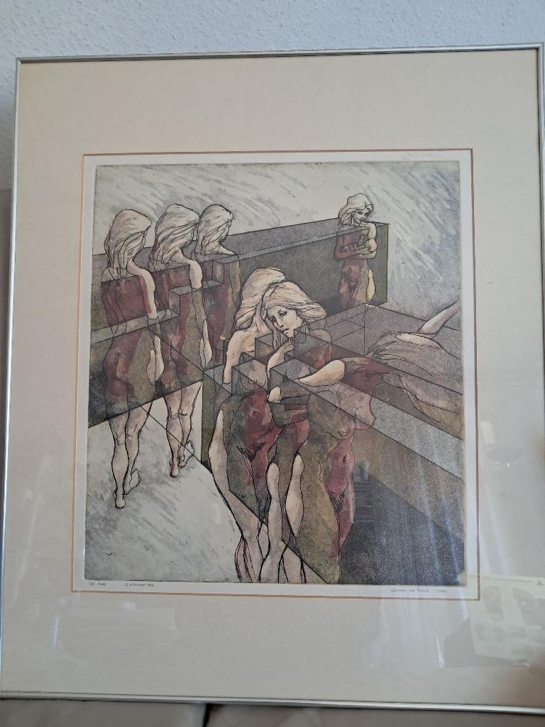 Vrouwen Naakt/ 3 kleurenets, Antiek en Kunst, Ophalen