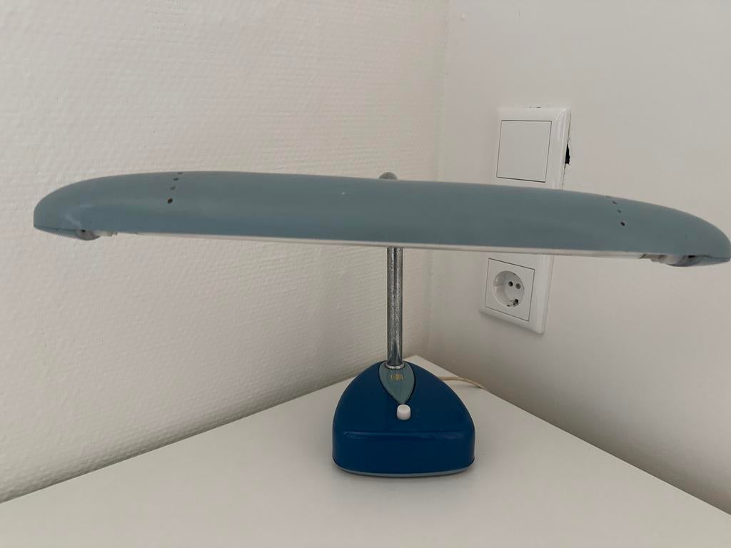 Vintage Matsushita bureaulamp - Blauw/Grijs, Ophalen, Gebruikt, Metaal, Minder dan 50 cm