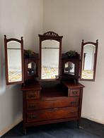 Antieke art nouveau kaptafel met triptiek spiegel, Ophalen, Gebruikt, 100 tot 150 cm, 150 tot 200 cm