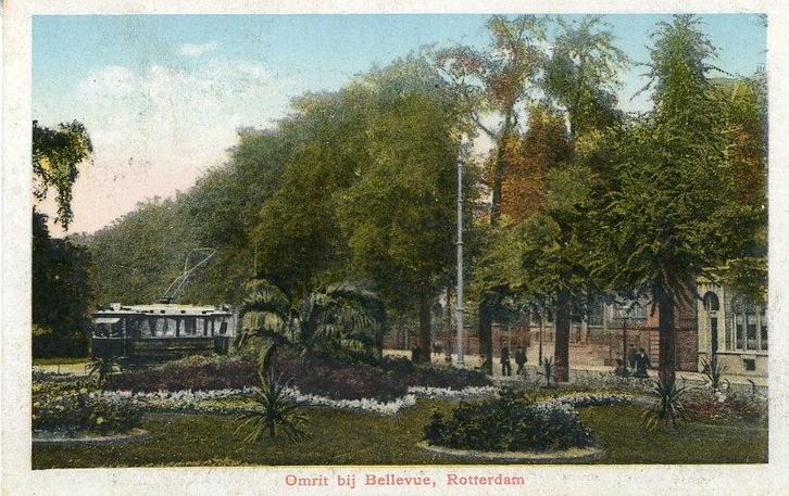 ROTTERDAM – Omrit bij Bellevue 1924 (DR095), Verzamelen, Ansichtkaarten | Nederland, Gelopen, Zuid-Holland, 1920 tot 1940, Verzenden