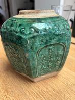 Antieke Chinese zeshoekige gemberpot, groen geglazuurd, Antiek en Kunst, Antiek | Keramiek en Aardewerk, Ophalen
