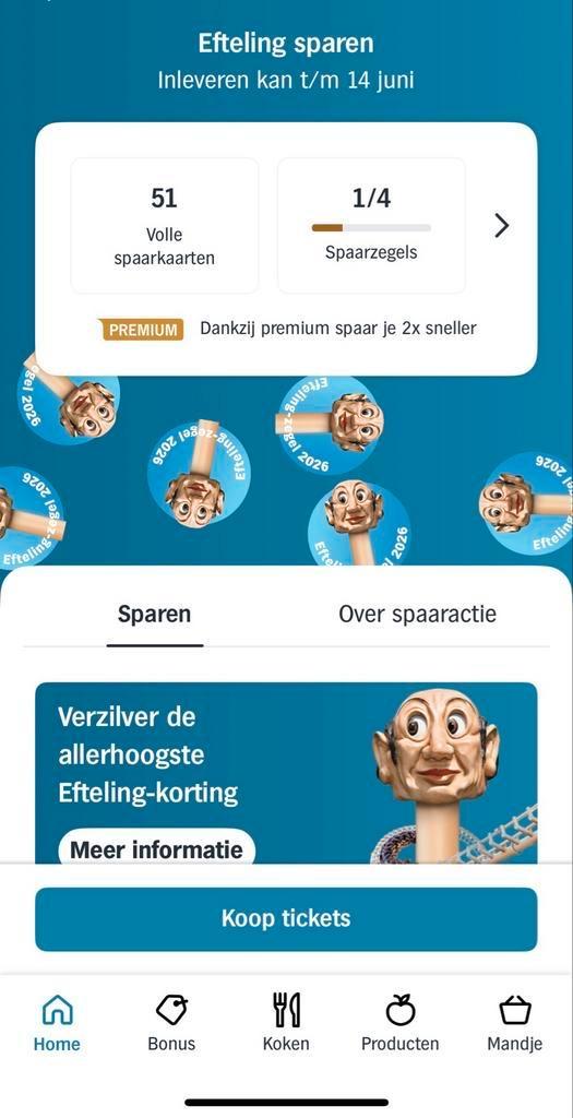 Efteling spaarzegels 2026 - 51 volle spaarkaarten, Albert Heijn, Verzenden