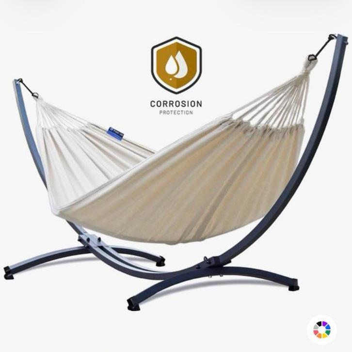 Potenza hangmat + standaard, Tuin en Terras, Hangmatten, Gebruikt, Meerpersoons, Met standaard, Buiten, Ophalen