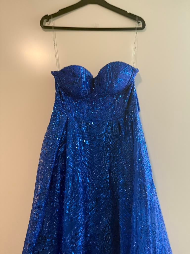 Gala jurk blauw glitters, Ophalen of Verzenden, Zo goed als nieuw, Zwart, Galajurk