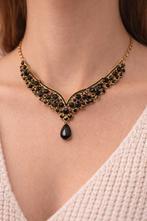 Elegante Zwarte Strass Ketting met Hanger, Sieraden, Tassen en Uiterlijk, Overige materialen, Met strass, Zwart, Ophalen of Verzenden