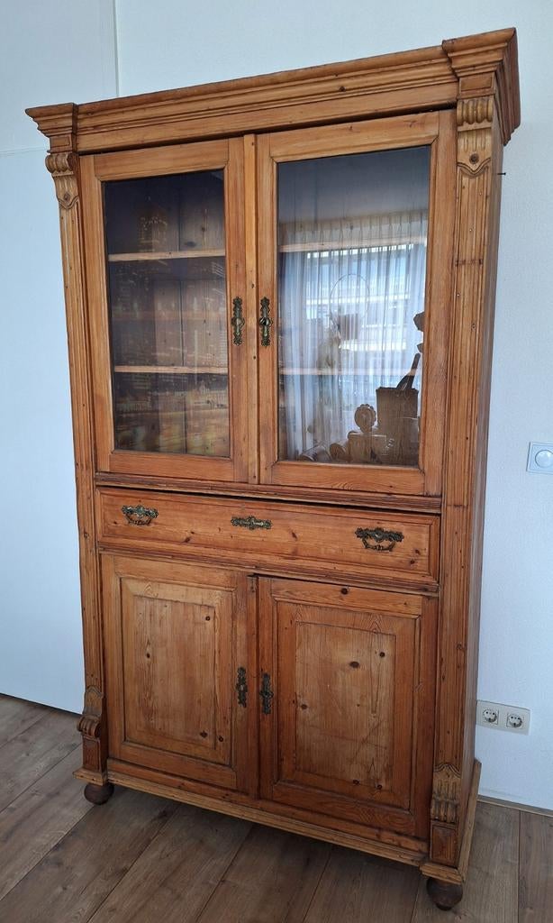 Houten Servieskast Buffetkast Vitrinekast, Ophalen, Gebruikt, 100 tot 150 cm, 150 tot 200 cm