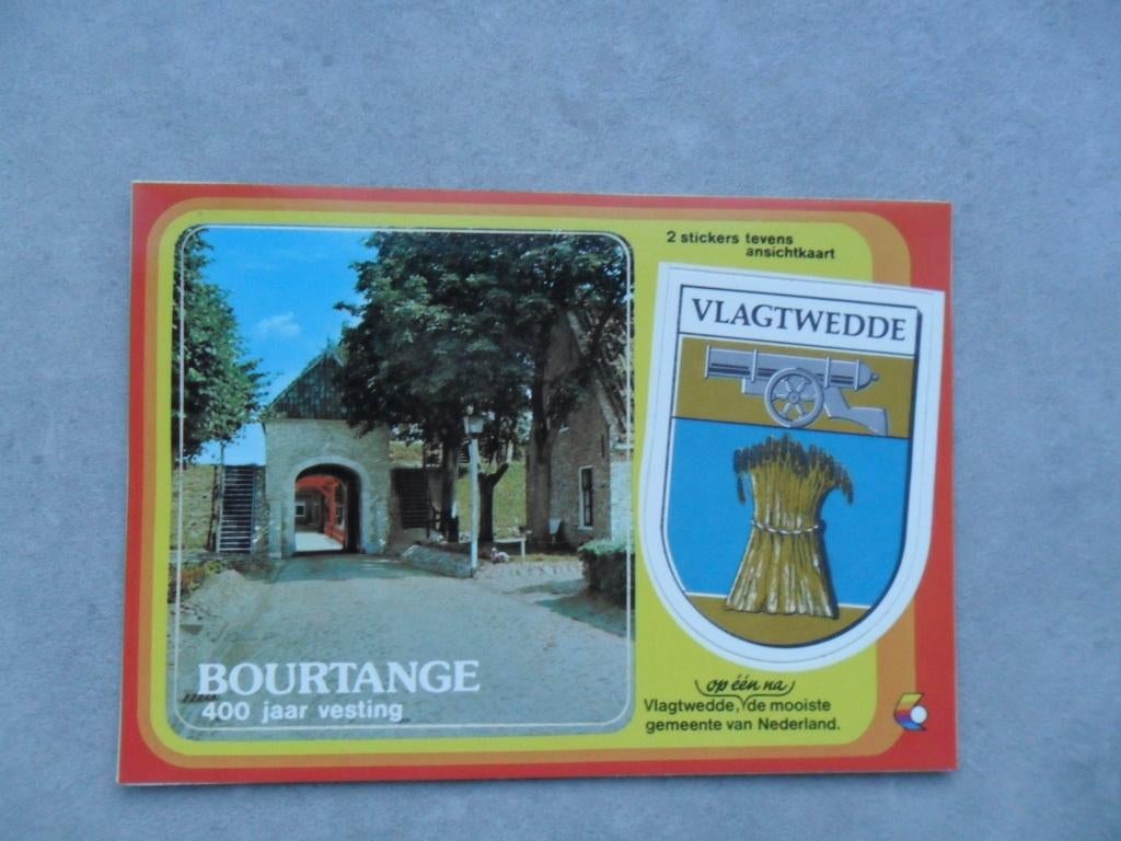 Bourtange, 400 jaar vesting/ Vlagtwedde  sticker kaart, Verzenden, 1980 tot heden, Ongelopen, Noord-Holland