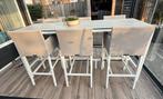 Buiten barset met 6 stoelen. Kleur wit met grijs., Ophalen, Zo goed als nieuw, Rechthoekig, Aluminium