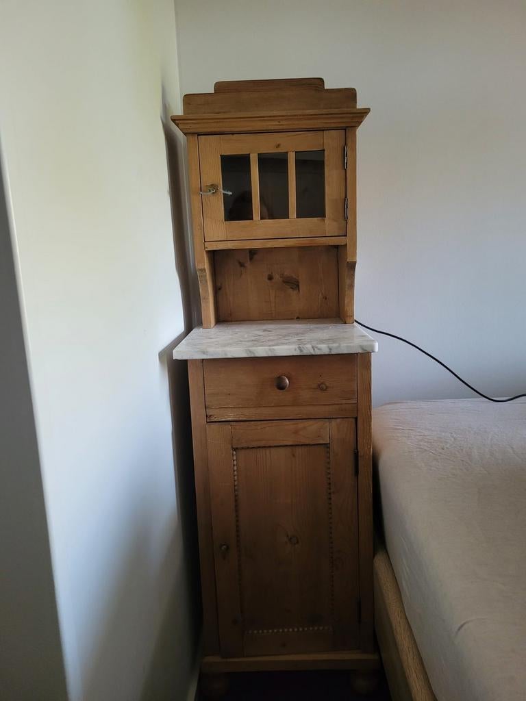 Antiek 2x nachtkastje met marmeren blad, Antiek en Kunst, Antiek | Meubels | Kasten, Ophalen