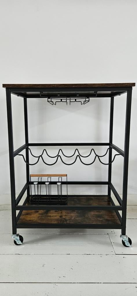 Wijnkastje / Wijnrek op wielen, Huis en Inrichting, Woonaccessoires | Wijnrekken, Ophalen, Zo goed als nieuw, 75 cm of meer, 5 tot 15 flessen