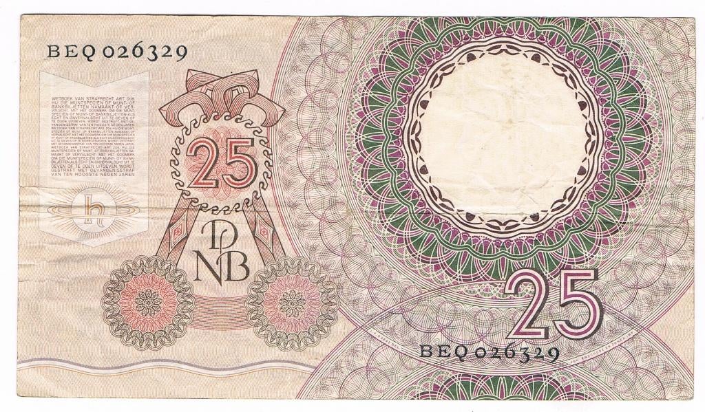25 gulden 10 april 1955 Huygens, Postzegels en Munten, Bankbiljetten | Nederland, Ophalen of Verzenden, 25 gulden, Los biljet