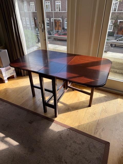 bijzet tafel Mahonie, Ophalen, Antiek hangoor tafel, Gebruikt, 75 cm of meer