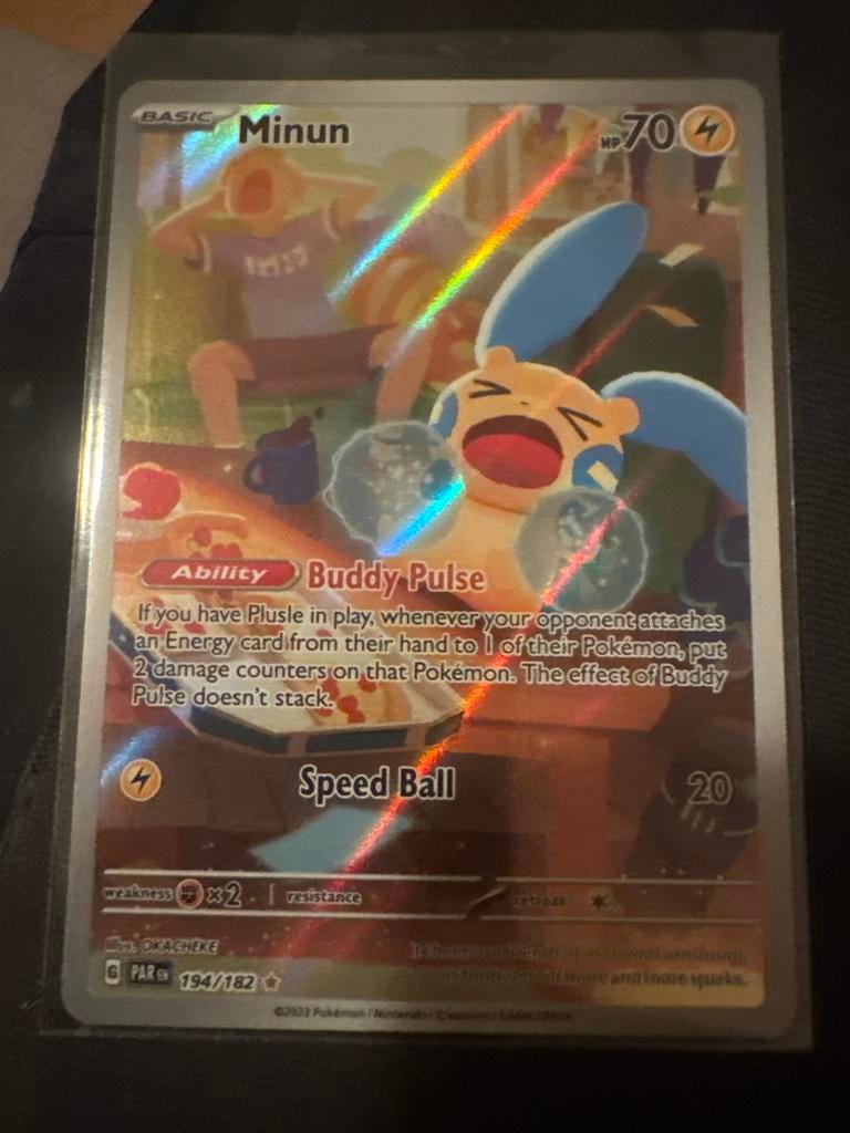 Minun Pokémon kaart 194/182, Ophalen of Verzenden, Gebruikt, Losse kaart, Foil