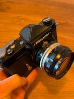 Zwarte Nikkormat met 28 mm, Ophalen of Verzenden, Gebruikt, Compact, Overige Merken