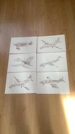 24 opengewerkte bouwtekeningen van FOKKER vliegtuigen, Ophalen, Zo goed als nieuw, Kaart, Foto of Prent