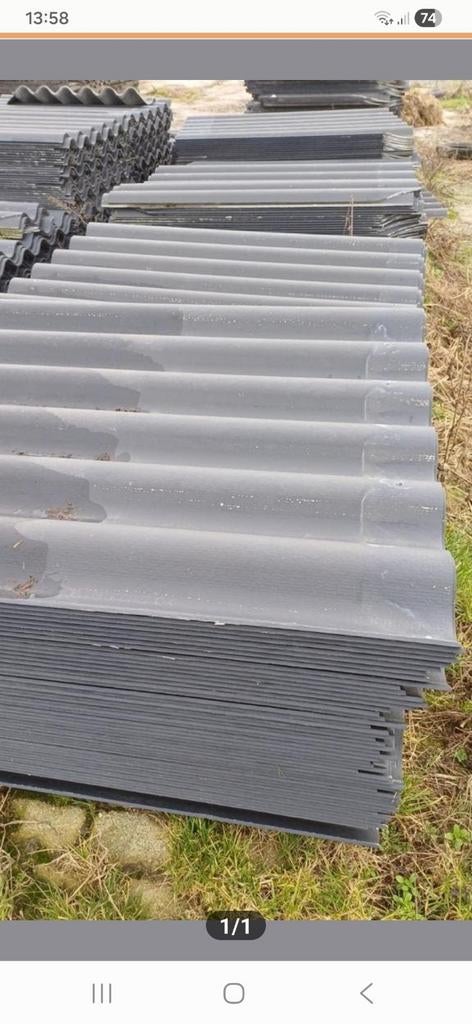 Golfplaten, Doe-het-zelf en Verbouw, Dakpannen en Dakbedekking, Gebruikt, Golfplaat, Overige materialen, Grijs, 15 m² of meer