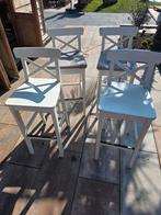 Set van 4 witte IKEA barstoelen met rugleuning, Huis en Inrichting, Barkrukken, Gebruikt, Met voetsteun, 60 tot 90 cm, Ophalen of Verzenden