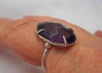 Zilveren ring met paarse steen maat 16.75 nr.309, Sieraden, Tassen en Uiterlijk, Ringen, Verzenden, Dame, Zilver, Zilver