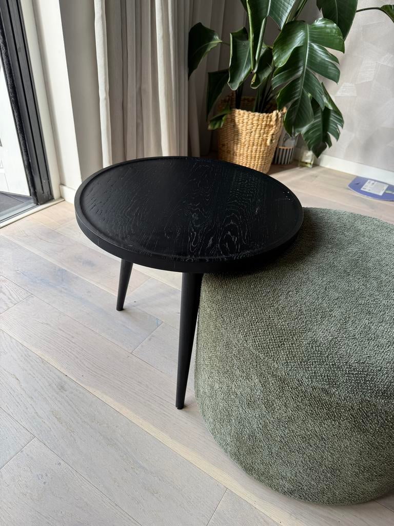 Zwarte salon tafel, 50 tot 100 cm, Rond, Ophalen of Verzenden, Zo goed als nieuw
