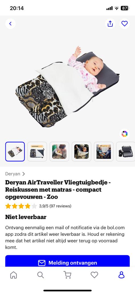 Airtravel baby bedje Deryan, Ophalen of Verzenden, Reisbedje