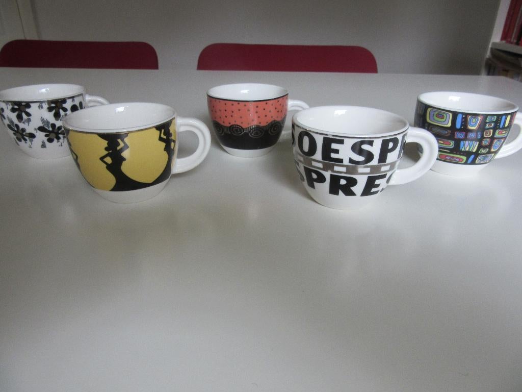 5 Vintage 'AERIA' Coffee Tea Cups (vgl. Illy - d'Ancap Coll), Huis en Inrichting, Keuken | Servies, Keramiek, Ophalen of Verzenden