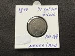 Munt 1910 1/2 gulden Nederland zilver, Ophalen of Verzenden, Koningin Wilhelmina, ½ gulden, Zilver