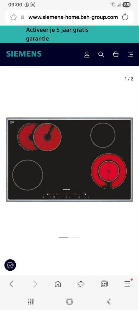 Siemens kookplaat  ET845TN11E, Witgoed en Apparatuur, Kookplaten, Ophalen