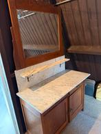 Antiek houten dressoir met marmeren blad, Huis en Inrichting, Kasten | Dressoirs, Ophalen, Gebruikt, 100 tot 150 cm, Met lade(s)