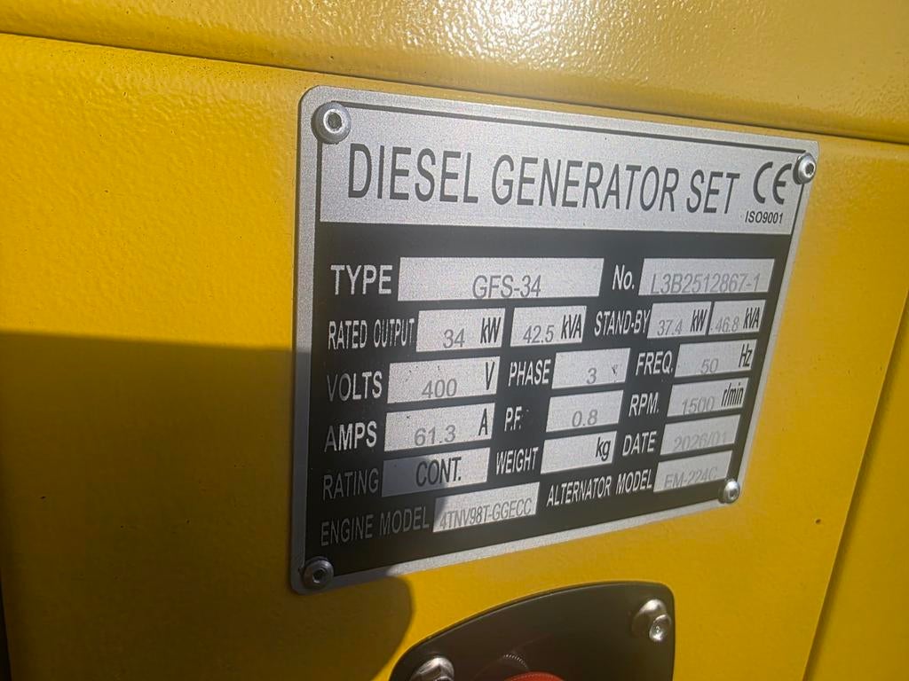 Yanmar generator ( aggegraat ) 37.4 kw 42 kva nieuw 2026, Ophalen of Verzenden, Dieselolie