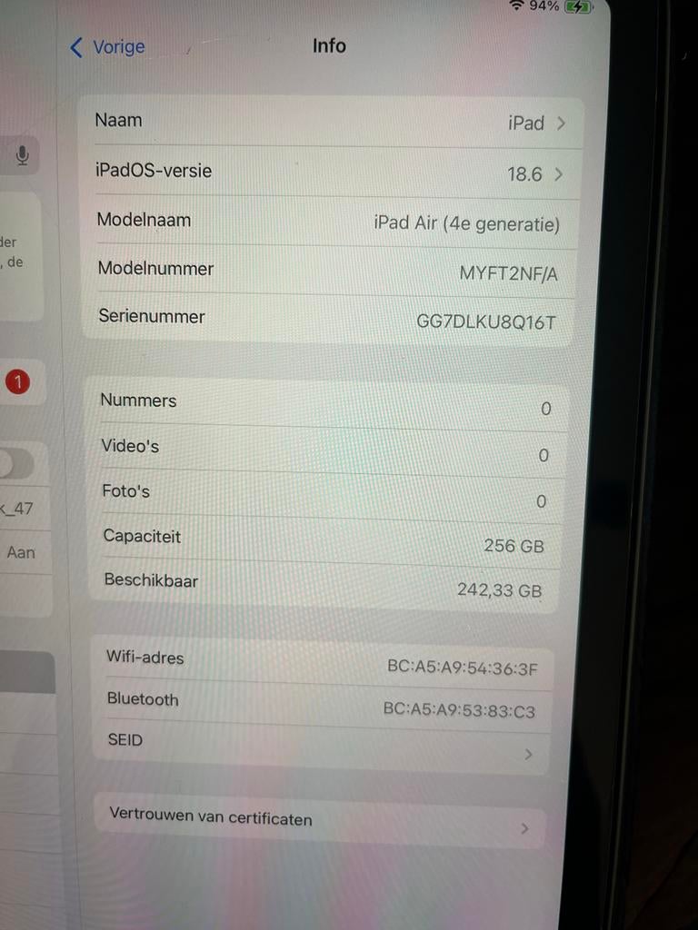 Apple iPad Air (4e generatie) 256GB, Computers en Software, Apple iPads, 10 inch, Gebruikt, Apple iPad Air, Ophalen of Verzenden