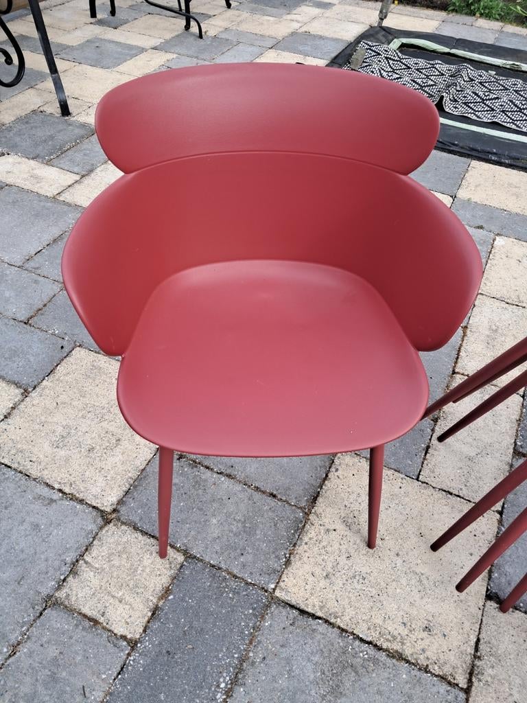 Plastic eetkamerstoelen, Huis en Inrichting, Stoelen, Ophalen, Nieuw, Rood