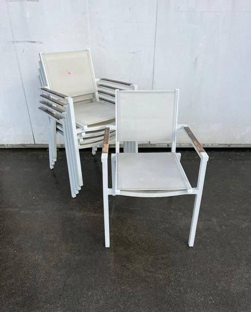 103 Luxe horeca terrasstoelen stapelbaar textileen wit Arend, Ophalen, Hout, Wit, Zo goed als nieuw