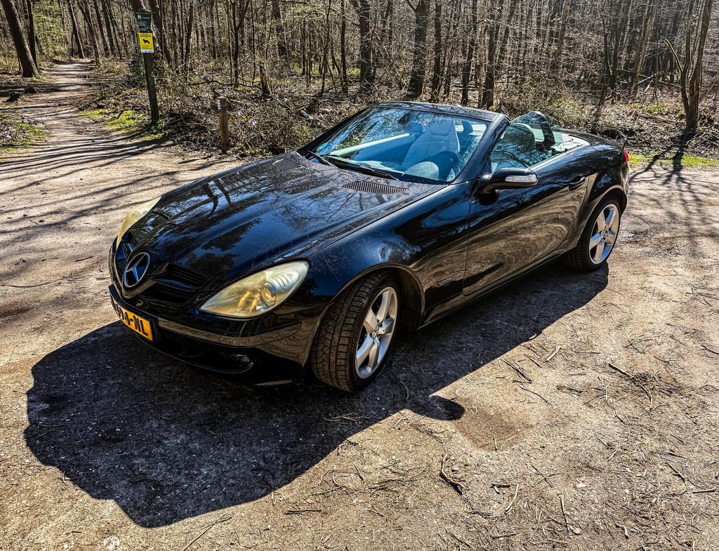 SLK CABRIO Mercedes-Benz 2004 Zwart, Auto's, Mercedes-Benz, Voorwielaandrijving, USB, 4 cilinders, Cabriolet