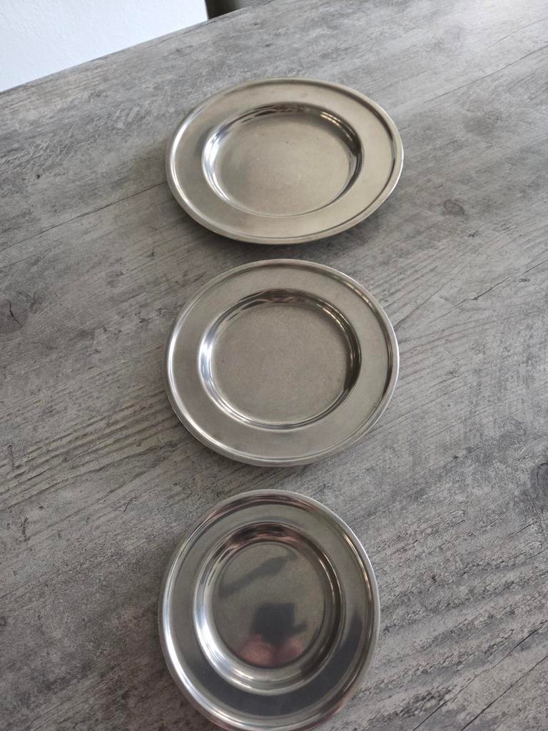 Tinnen Bordjes - Set van 3 Royal Pewter Holland, Antiek en Kunst, Antiek | Tin, Ophalen