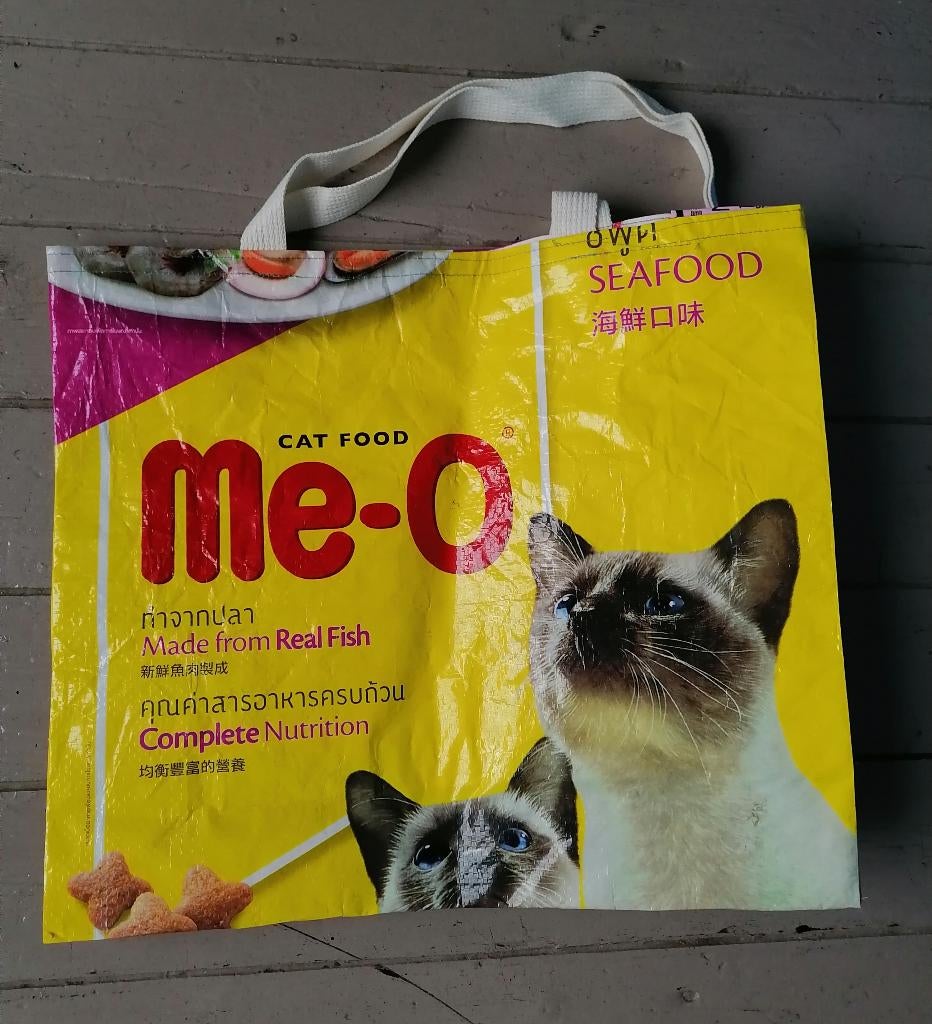 Nieuwe gerecyclede shopper van dierenvoedingszakken, Ophalen of Verzenden, Nieuw, Geel