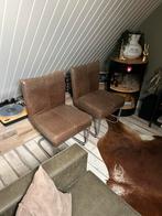 Robuuste leren eetkamerstoelen - Set van 2, Huis en Inrichting, Stoelen, Ophalen, Gebruikt, Twee, Bruin
