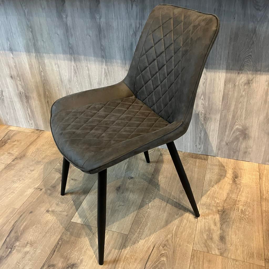 6 nieuwe eetkamer stoelen  groen-cognac-antraciet STUNTPRIJS, Huis en Inrichting, Stoelen, Ophalen, Overige kleuren, Overige materialen