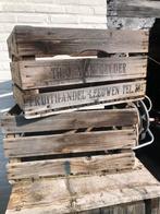 Twee oude houten veilingkisten - Fruitkisten, Gebruikt, 50 tot 100 cm, Ophalen of Verzenden, Minder dan 50 cm