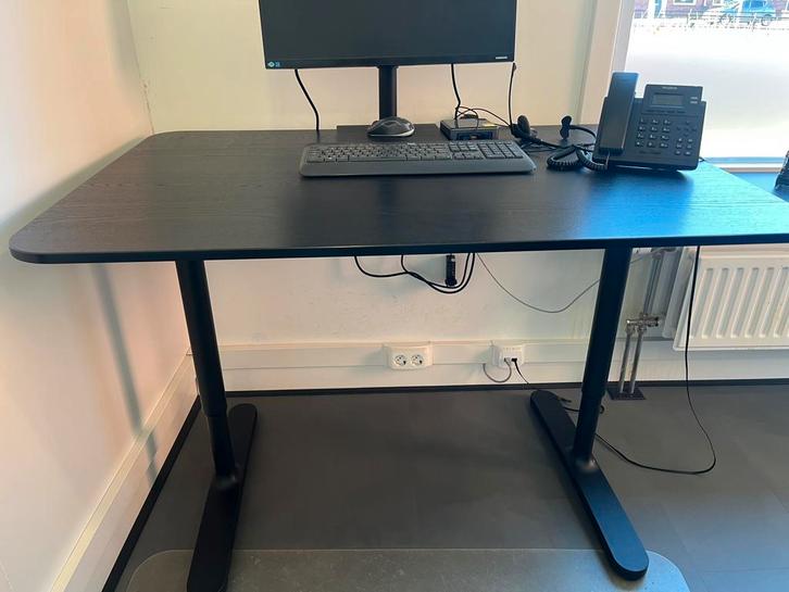 Ikea bekant bureau 120x80 zwart, Huis en Inrichting, Bureaus, Gebruikt, Bureau, In hoogte verstelbaar, Ophalen